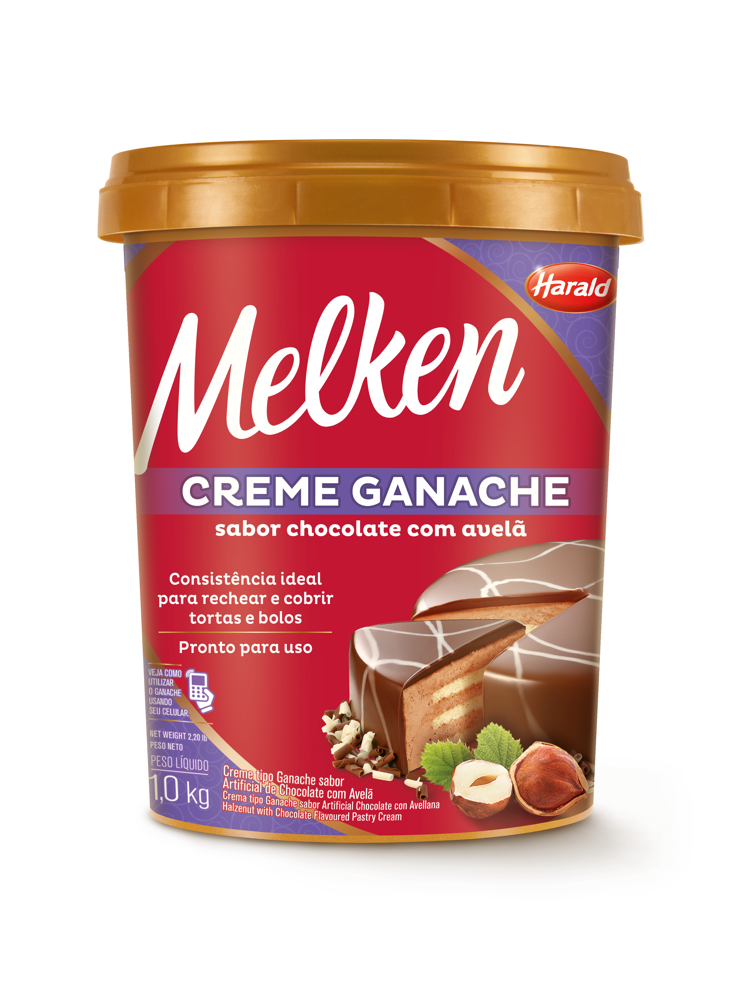 Imagem de Melken Creme Ganache Chocolate com Avelã 1 Kg - HARALD